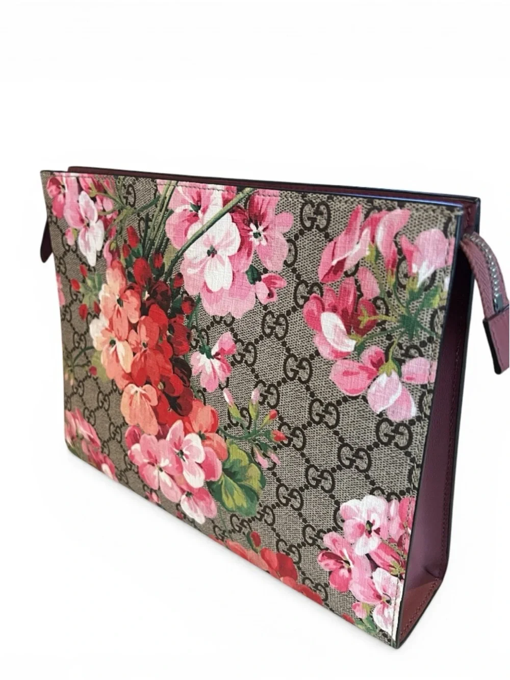 Gucci GG Supreme Blooms Floral Zip Canvas Pouch Clutch - Authentic w/ COA - Picture 3 of 9